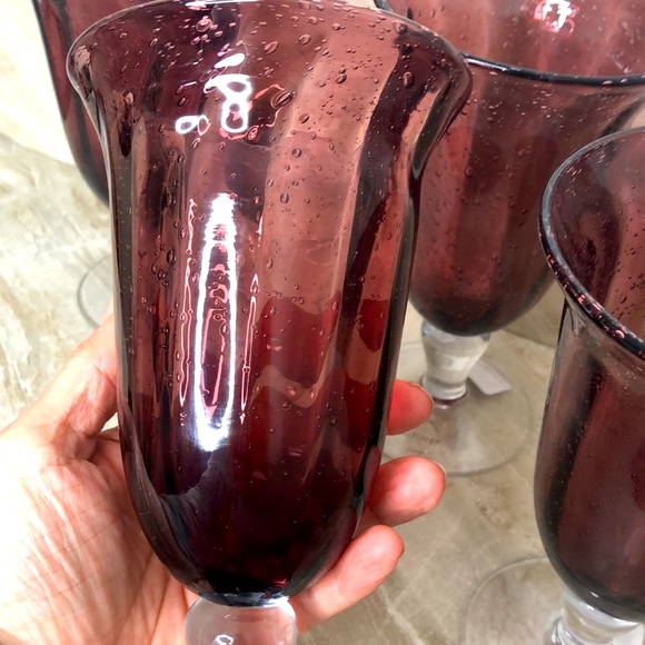 LAST SET! 4 Artland Savannah Purple Bubble Glass 14oz Drinking Glasses Goblets - Picture 2 of 16